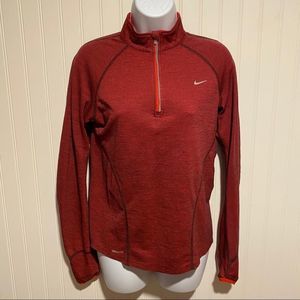 Nike red long sleeve fitDry running shirt 1/4 zip